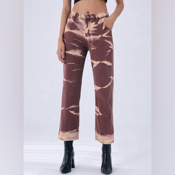 Cider Denim - Cider Tie Dye Straight Leg Jeans High Waist 90s Mom Style Denim Size XS